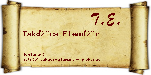Takács Elemér névjegykártya